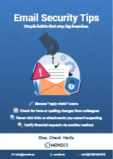 Cybersecurity poster highlighting common email threats like thread hijacking and phishing.