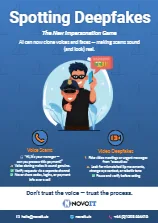 Poster explaining AI-driven deepfake and voice phishing scams.