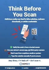 Poster explaining how to spot and avoid malicious QR codes used in phishing scams.