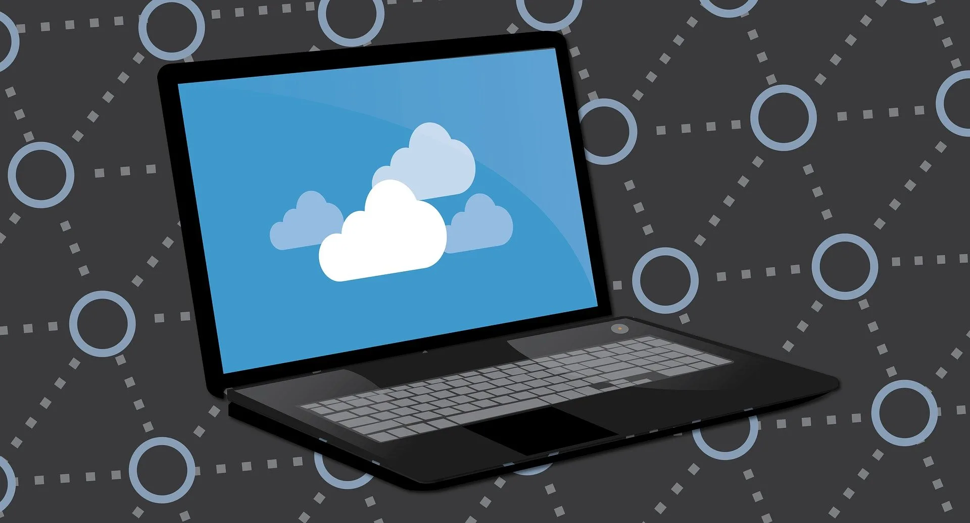Laptop displaying cloud applications connected across a network, representing unsanctioned cloud apps and shadow IT risks.